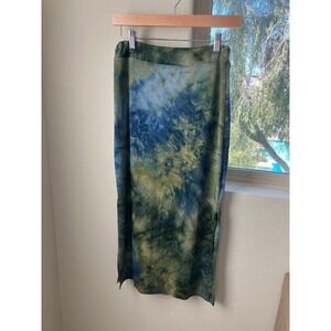 Sundry Tie Dye Skirt Women's Size 2 Blue‎ Green Pencil Midi Casual